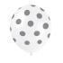 6 globos blancos con topos plateados (30 cm)