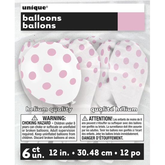 6 globos blancos con topos rosas (30 cm) 6 globos blancos con topos rosas (30 cm)