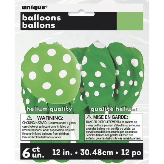 6 globos verde lima con topos blancos (30 cm) 6 globos verde lima con topos blancos (30 cm)