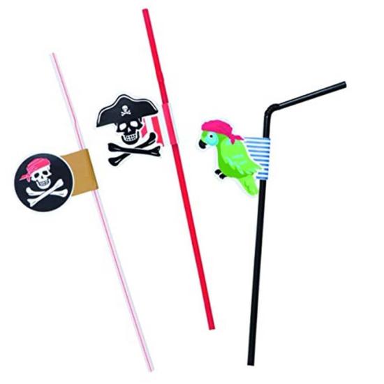 6 Pajitas con Adornos Piratas 6 Pajitas con Adornos Piratas