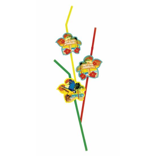 6 Pajitas Hawaianas de playa  24cm 6 Pajitas Hawaianas de playa  24cm