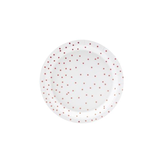 6 platos blancos con lunares en oro rosas de papel (18 cm) - Polka Dots Collection 6 platos blancos con lunares en oro rosas de papel (18 cm) - Polka Dots Collection