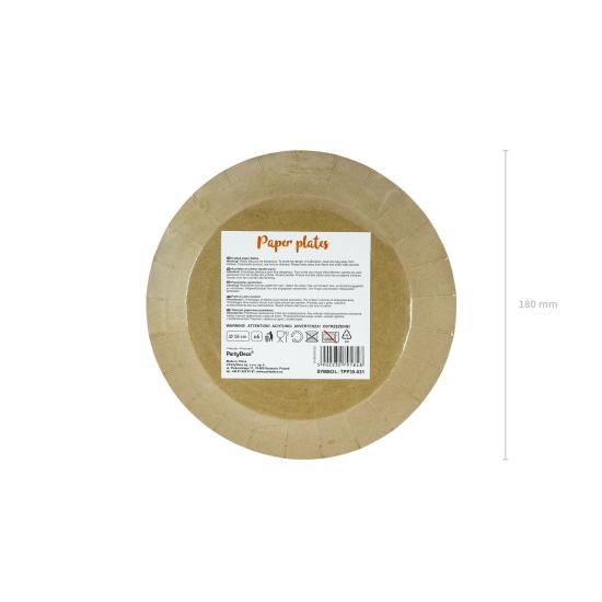 6 platos de papel Kraft - Natural Wedding (18 cm) 6 platos de papel Kraft - Natural Wedding (18 cm)