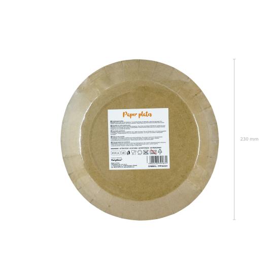 6 platos de papel Kraft - Natural Wedding (23 cm) 6 platos de papel Kraft - Natural Wedding (23 cm)