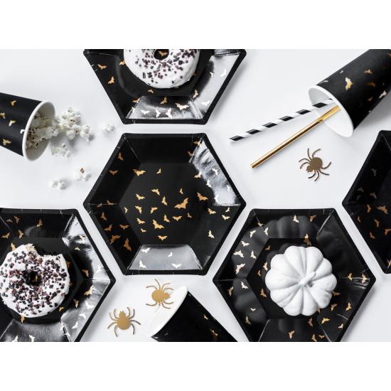 6 platos negros con murciélagos dorados de papel (20 cm) - Trick or Treat Collection 6 platos negros con murciélagos dorados de papel (20 cm) - Trick or Treat Collection