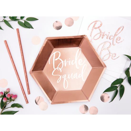 6 platos oro rosa "Bride Squad" de papel (23 cm) - Rose Gold Bride To Be 6 platos oro rosa "Bride Squad" de papel (23 cm) - Rose Gold Bride To Be