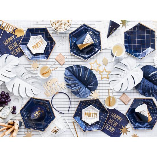 6 platos pentagonales azules marino con cuadrículas doradas de papel para nochevieja (23 cm) - Happy New Year Collection 6 platos pentagonales azules marino con cuadrículas doradas de papel para nochevieja (23 cm) - Happy New Year Collection