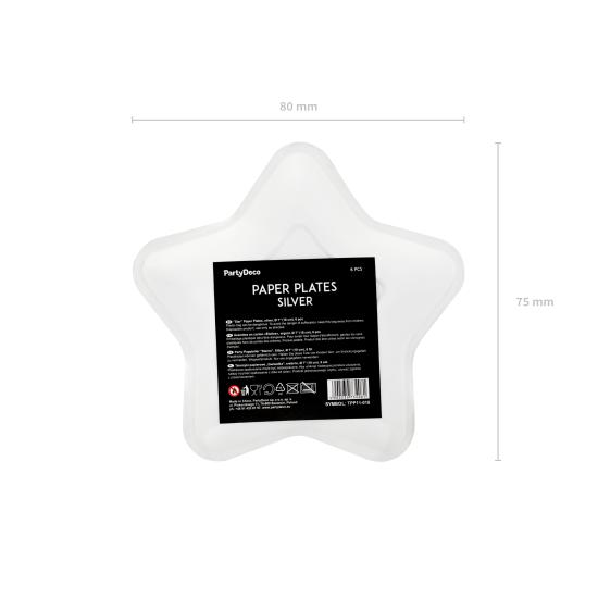 6 platos plateados con forma de estrella de papel (18 cm) - New Year’s Eve & Carnival 6 platos plateados con forma de estrella de papel (18 cm) - New Year’s Eve & Carnival