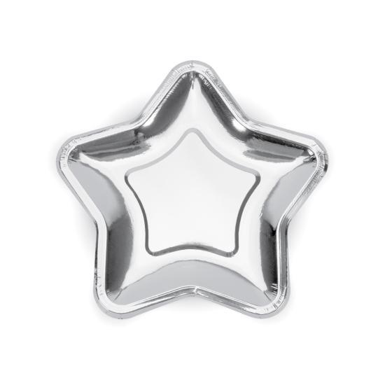 6 platos plateados con forma de estrella de papel (23 cm) - Princess Party 6 platos plateados con forma de estrella de papel (23 cm) - Princess Party
