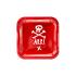 6 platos rojos cuadrados "Arr!" de papel (20 cm) - Pirates Party