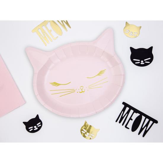 6 platos rosas con forma de gato de papel (22x20 cm) - Meow Party 6 platos rosas con forma de gato de papel (22x20 cm) - Meow Party