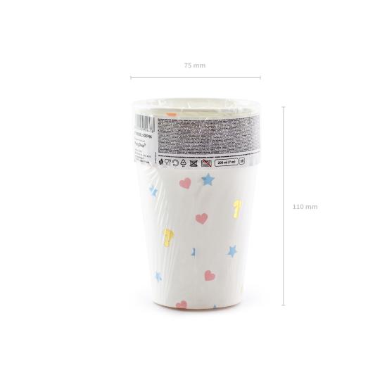 6 vasos blancos estampados multicolor de papel - Unicorn 6 vasos blancos estampados multicolor de papel - Unicorn
