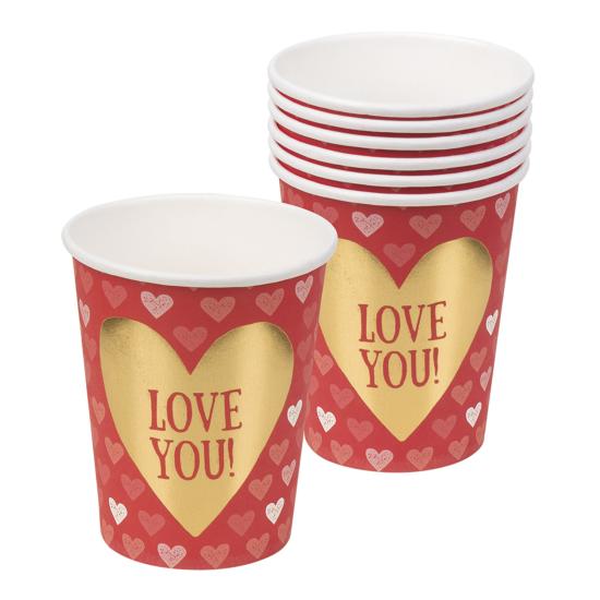 6 vasos con corazones - Love You 6 vasos con corazones - Love You