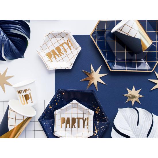 6 vasos estampado geométrico azul oscuro y dorado de papel para nochevieja - Happy New Year Collection 6 vasos estampado geométrico azul oscuro y dorado de papel para nochevieja - Happy New Year Collection