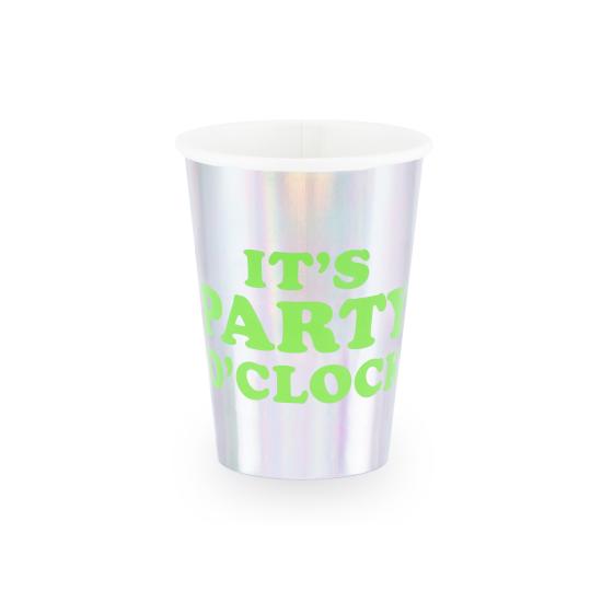 6 vasos holográficos con texto variado de papel - Electric Holo 6 vasos holográficos con texto variado de papel - Electric Holo