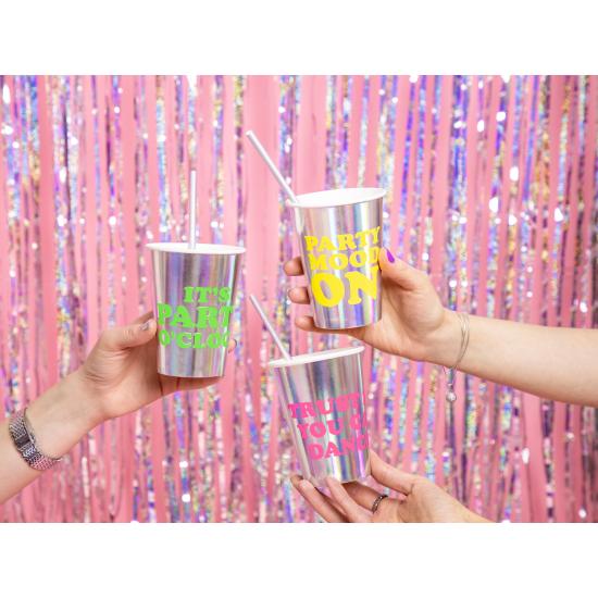 6 vasos holográficos con texto variado de papel - Electric Holo 6 vasos holográficos con texto variado de papel - Electric Holo