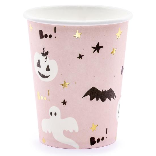 6 vasos negros y rosas - Boo! 6 vasos negros y rosas - Boo!