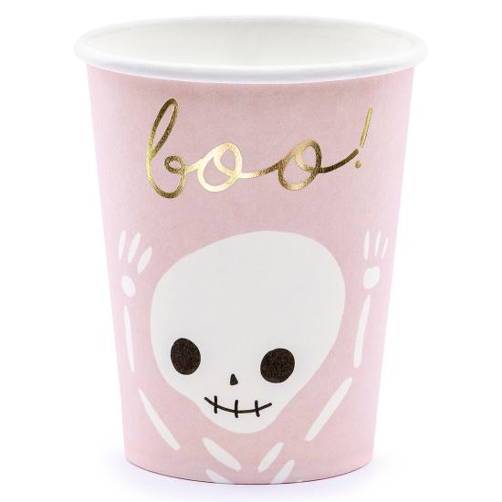 6 vasos negros y rosas - Boo! 6 vasos negros y rosas - Boo!