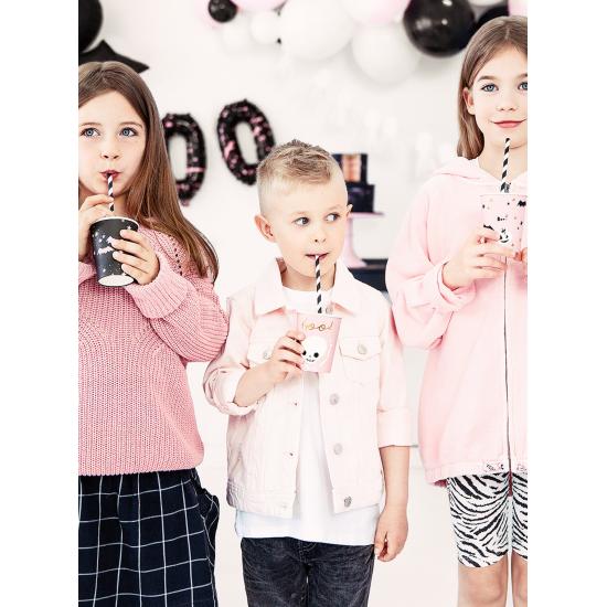 6 vasos negros y rosas - Boo! 6 vasos negros y rosas - Boo!