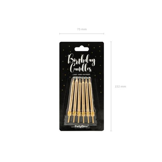 6 velas de cumpleaños doradas (6 cm) 6 velas de cumpleaños doradas (6 cm)