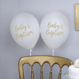 8 globos blancos para bautizo (30 cm) - Baptism