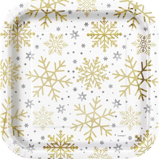 8 platos (23 cm) - Silver & Gold Holiday Snowflakes 8 platos (23 cm) - Silver & Gold Holiday Snowflakes