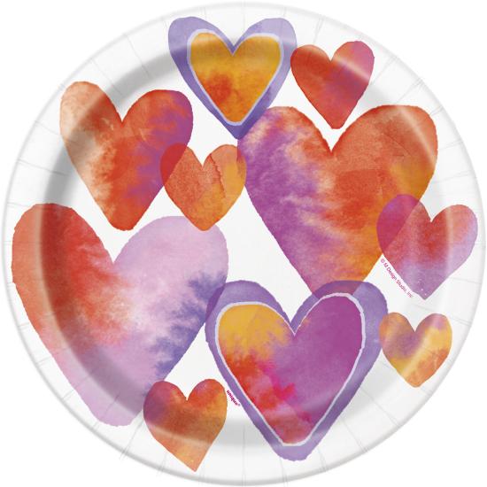 8 platos con corazones de acuarela (23 cm) - Watercolour Hearts 8 platos con corazones de acuarela (23 cm) - Watercolour Hearts