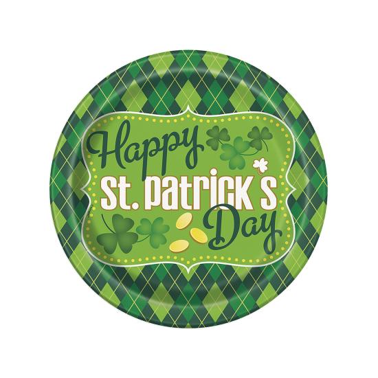 8 platos de cuadros verdes Happy St Patrick's Day (23 cm) 8 platos de cuadros verdes Happy St Patrick's Day (23 cm)