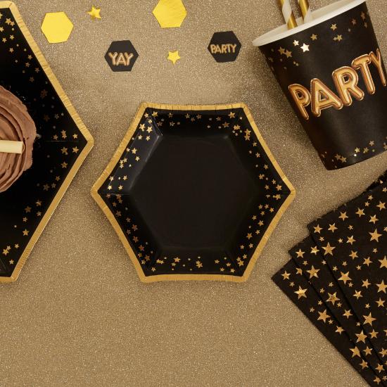 8 platos hexagonales de papel (12,5 cm) - Glitz & Glamour Black & Gold 8 platos hexagonales de papel (12,5 cm) - Glitz & Glamour Black & Gold