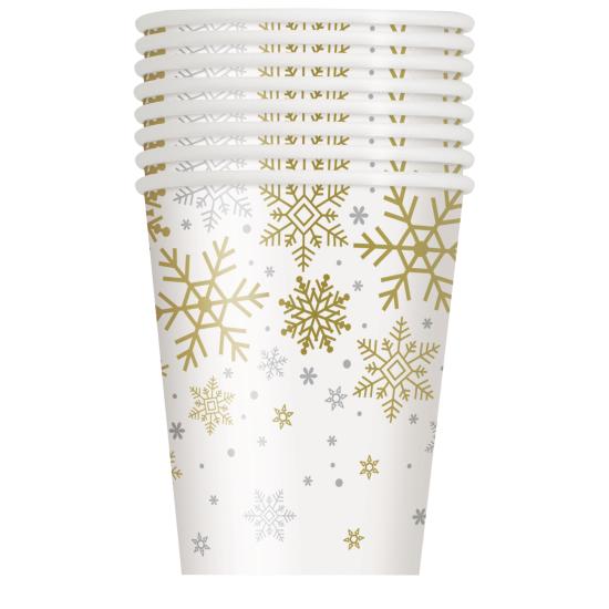 8 vasos - Silver & Gold Holiday Snowflakes 8 vasos - Silver & Gold Holiday Snowflakes