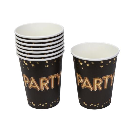 8 vasos "Party" de papel - Glitz & Glamour Black & Gold 8 vasos "Party" de papel - Glitz & Glamour Black & Gold