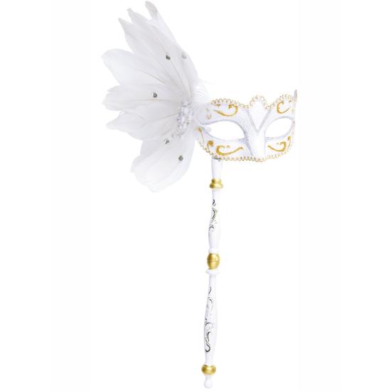 Antifaz blanco veneciano con varilla Antifaz blanco veneciano con varilla