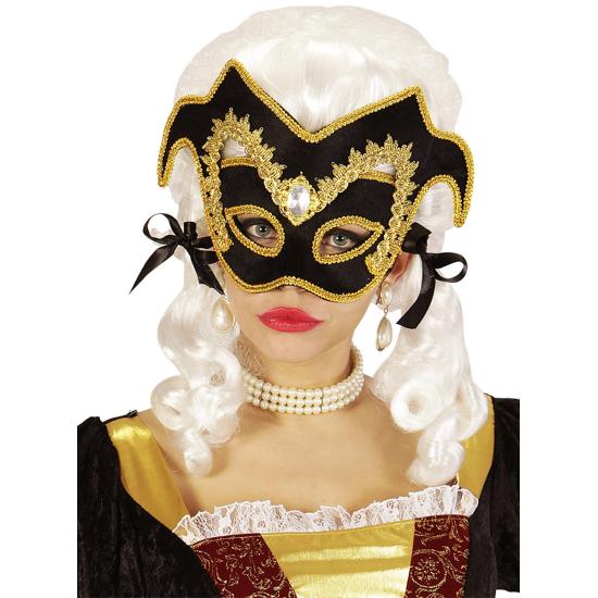 Antifaz Corte Veneciano con gema y ribete para adulto Antifaz Corte Veneciano con gema y ribete para adulto