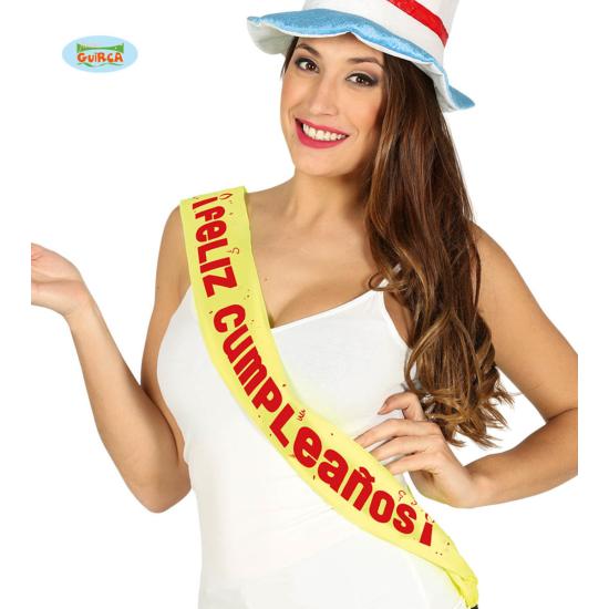 Banda Feliz Cumpleaños amarilla para adulto Banda Feliz Cumpleaños amarilla para adulto