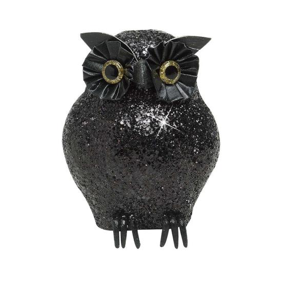 Búho con purpurina negra Búho con purpurina negra