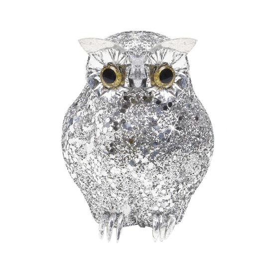 Búho con purpurina plateada Búho con purpurina plateada