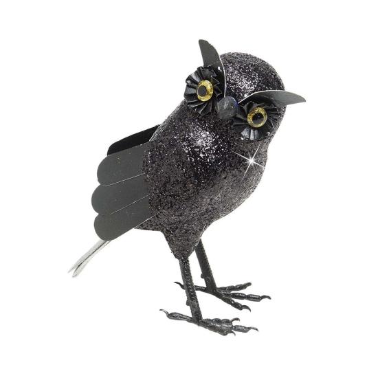 Búho grande con purpurina negra Búho grande con purpurina negra