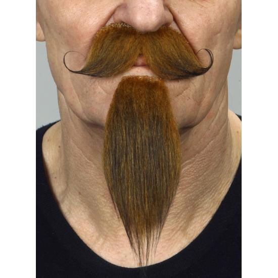 Bigote de mosquetero castaño con gran perilla para adulto Bigote de mosquetero castaño con gran perilla para adulto