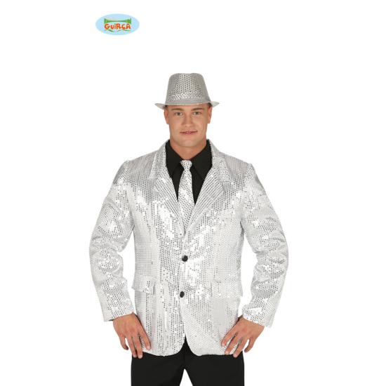 Chaqueta de lentejuelas plateada brillante para hombre Chaqueta de lentejuelas plateada brillante para hombre