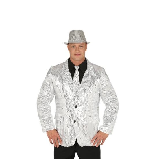 Chaqueta de lentejuelas plateada brillante para hombre Chaqueta de lentejuelas plateada brillante para hombre