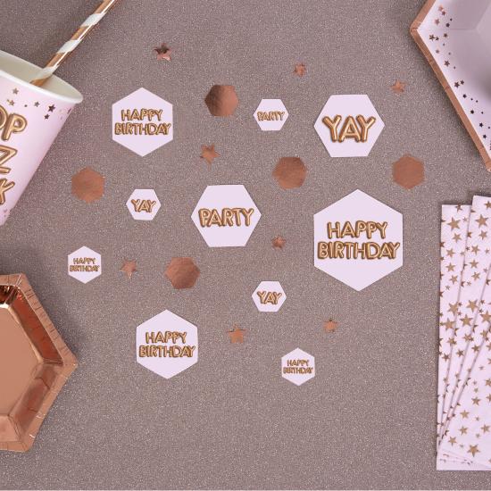 Confeti para mesa "Happy Birthday" - Glitz & Glamour Pink & Rose Gold Confeti para mesa "Happy Birthday" - Glitz & Glamour Pink & Rose Gold