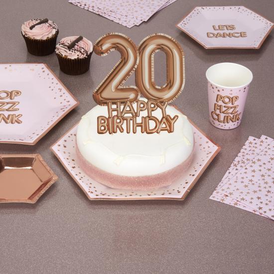 Decoración para tarta "20 Happy Birthday" en oro rosa - Glitz & Glamour Pink & Rose Gold Decoración para tarta "20 Happy Birthday" en oro rosa - Glitz & Glamour Pink & Rose Gold