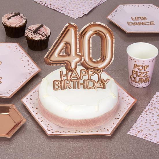 Decoración para tarta "40 Happy Birthday" en oro rosa - Glitz & Glamour Pink & Rose Gold Decoración para tarta "40 Happy Birthday" en oro rosa - Glitz & Glamour Pink & Rose Gold