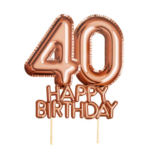 Decoración para tarta "40 Happy Birthday" en oro rosa - Glitz & Glamour Pink & Rose Gold Decoración para tarta "40 Happy Birthday" en oro rosa - Glitz & Glamour Pink & Rose Gold