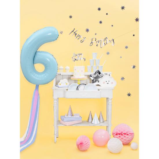 Decoración para tarta "Happy Birthday" plateado - Black & White Decoración para tarta "Happy Birthday" plateado - Black & White