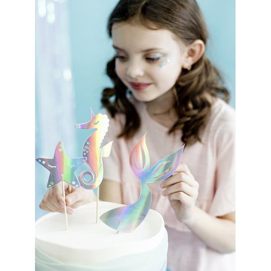 Decoración para tarta cola de sirena iridiscente- Iridescent Mermaid Decoración para tarta cola de sirena iridiscente- Iridescent Mermaid