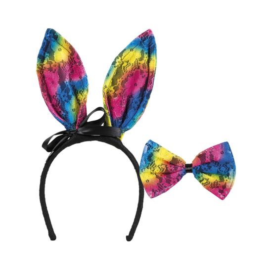 Diadema de conejita tricolor para adulto Diadema de conejita tricolor para adulto