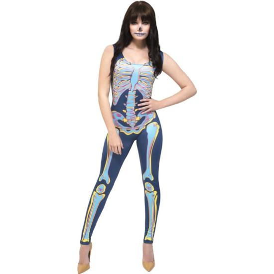 Disfraz de esqueleto multicolor fever para mujer Disfraz de esqueleto multicolor fever para mujer
