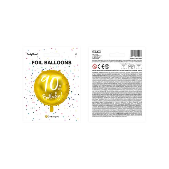 Globo 90 th Birthday dorado (45 cm) Globo 90 th Birthday dorado (45 cm)