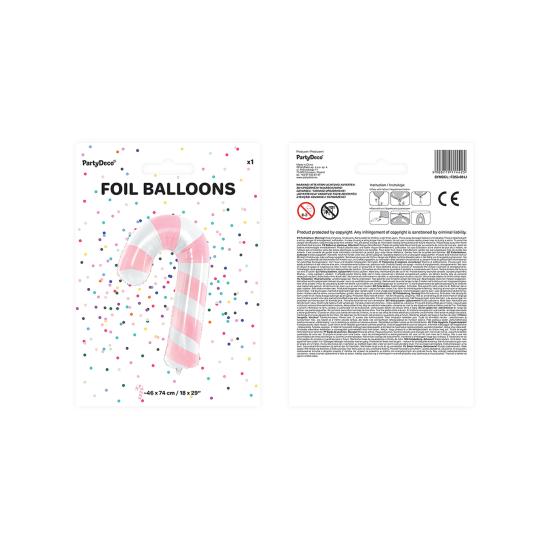 Globo bastón de caramelo rosa y blanco (74 cm) Globo bastón de caramelo rosa y blanco (74 cm)